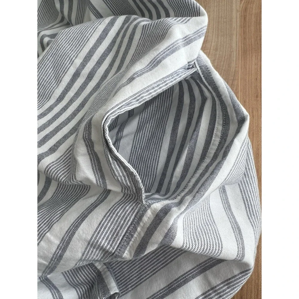 Lands' End Long Sleeve Collared Shirt Dress 100% Cotton Pockets Blue Striped M - Picture 4 of 10